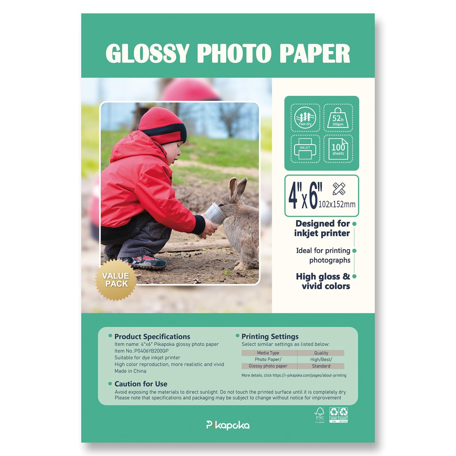 4×6 Glossy Photo Paper, Photo Quality Paper for Inkjet Printer, 4R Photo Pape…