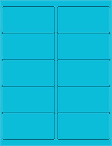 – 8-1/2 x 11 Neon Color 4 x 2″ – 10 Per Page | 250 Labels Blue Fluorescent