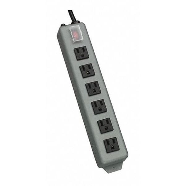 Waber Industrial Power Strip 6 Outlet Metal 15ft Cord 15A 120V 5-15R