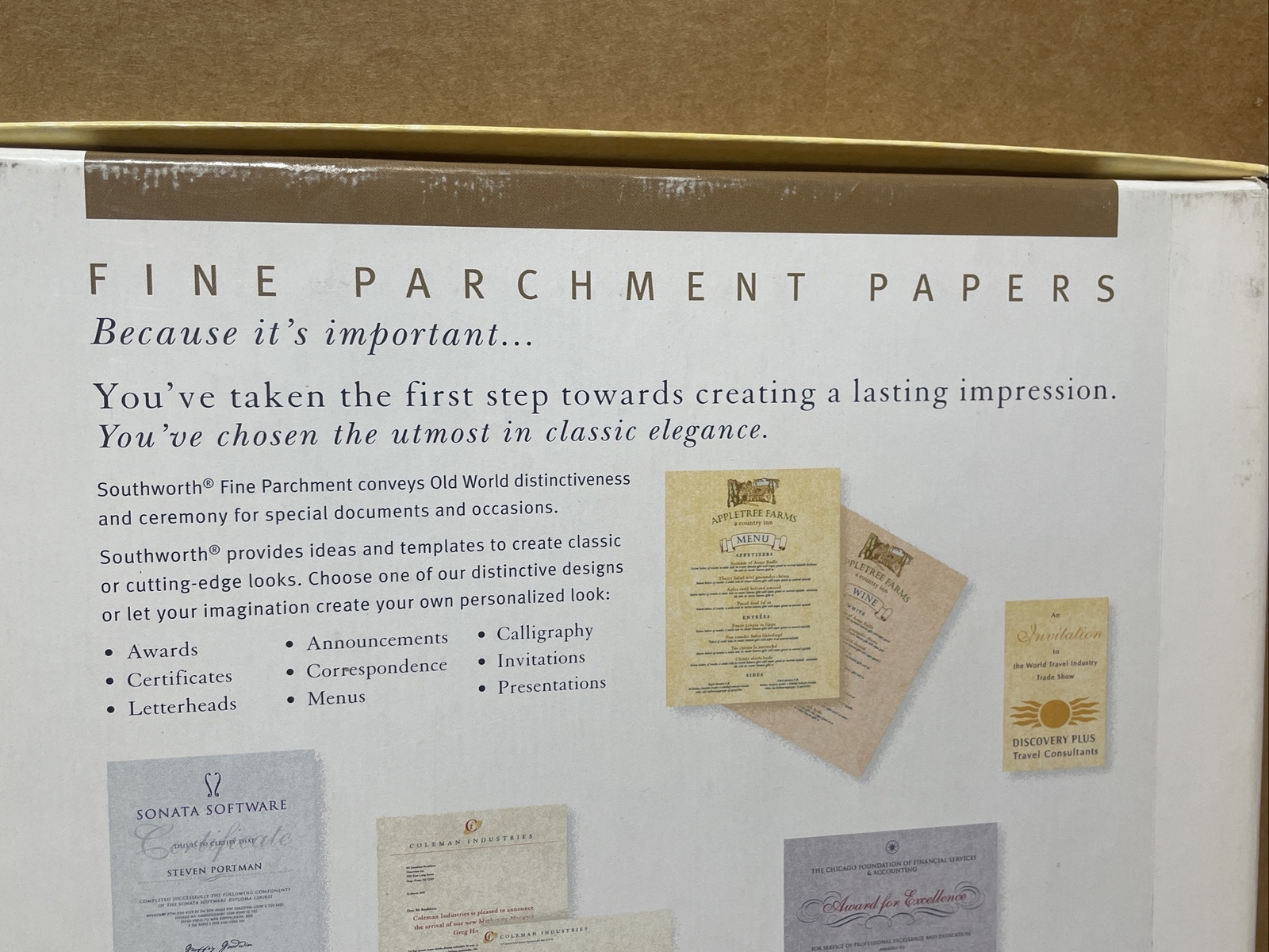 Southworth Gold Parchment Paper 24 lb 8 1/2 x 11 Laser and Ink Jet Printer 80 Sh