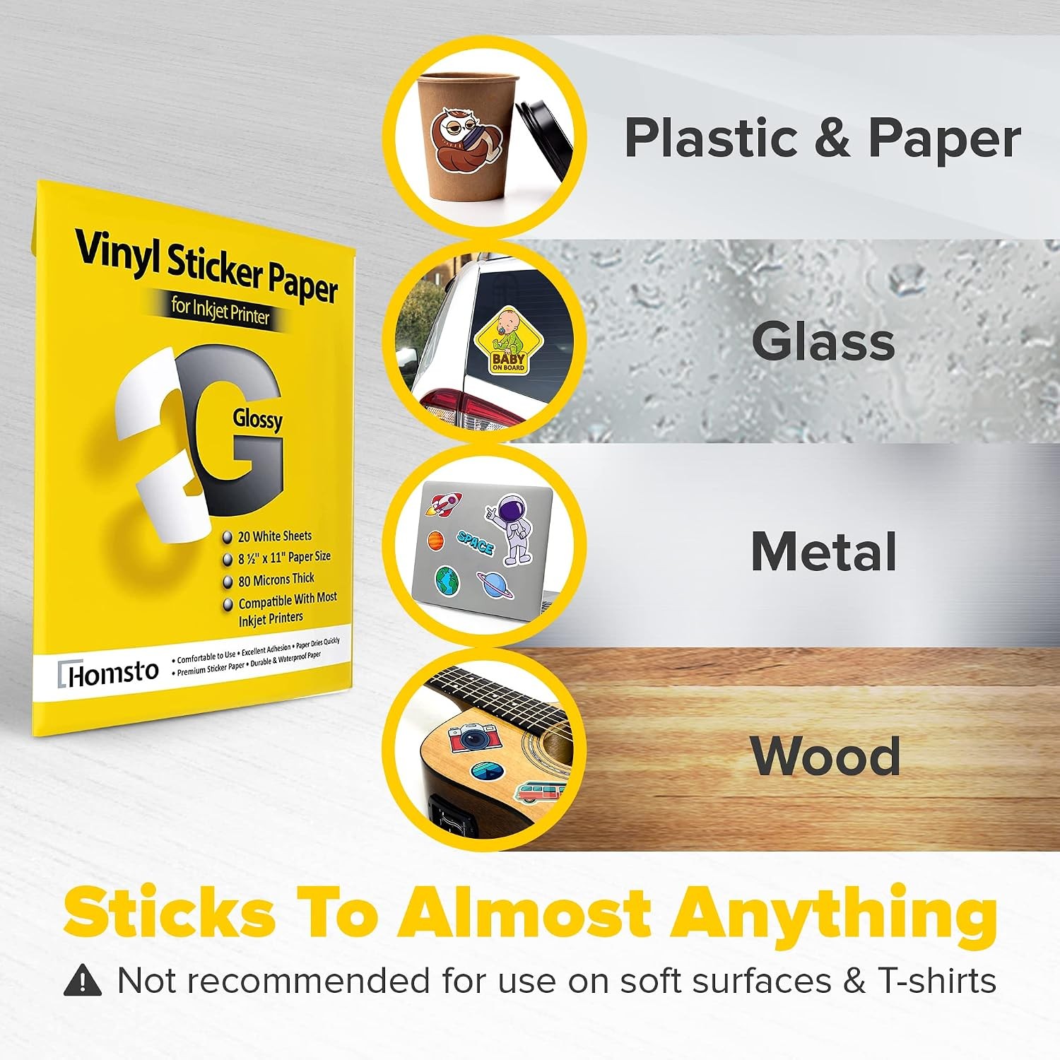 Vinyl Sticker Paper, Glossy Printable Vinyl Sticker Paper for Inkjet Printer,…