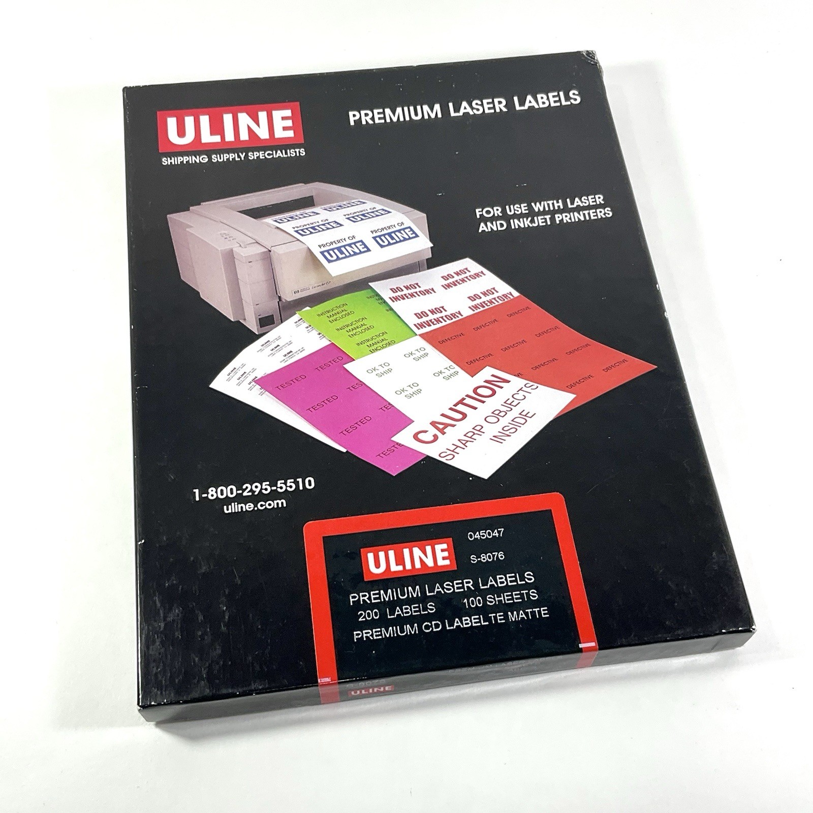 ULINE Premium Laser CD Labels WHITE Matte 86 Sheets 172 Labels OPEN BOX S-8076