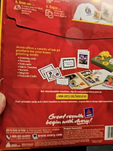 22 Avery Fabric Transfers Inkjet Printers 8 1/2 x 11 White 12 Packs 264 Pieces