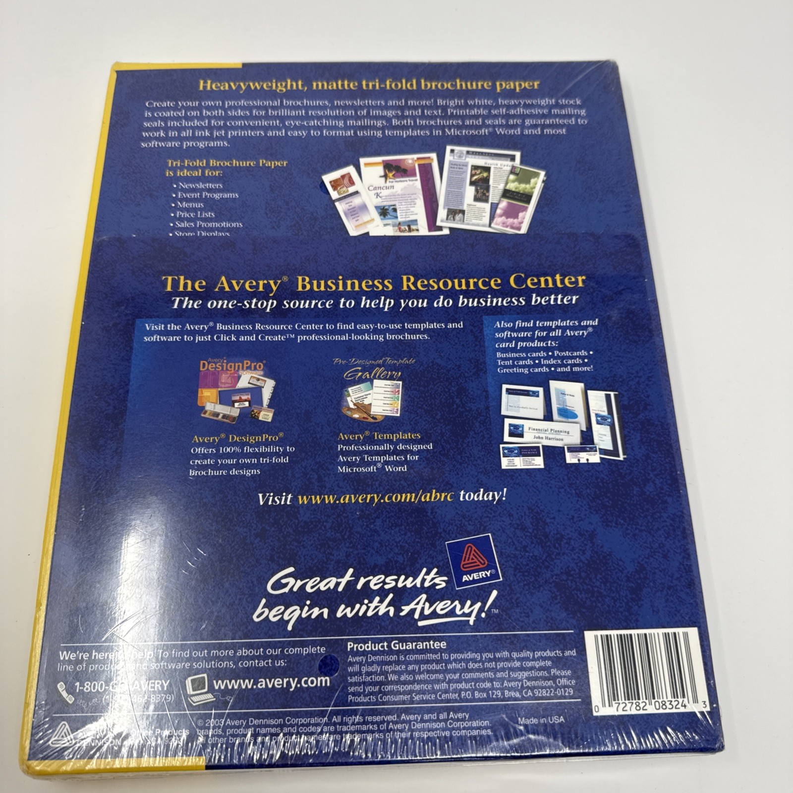 Avery 8324 Tri-Fold Brochures 100 Sheets & Seals 8.5×11 White Matte for Ink Jet