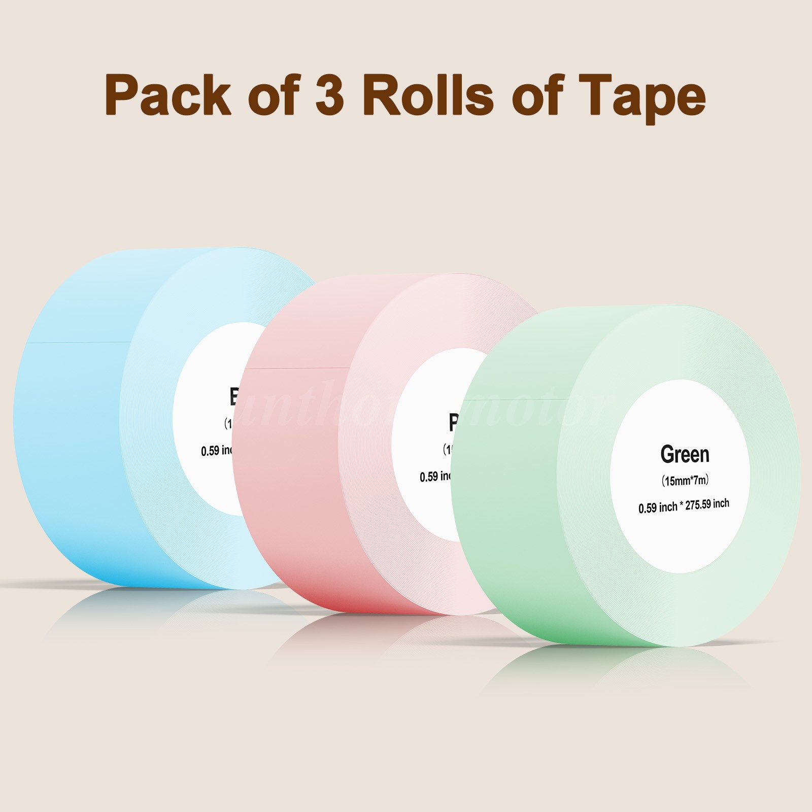 15mm×7m Color Thermal Label Rolls Blue Pink Green Compatible HP2 HP2S Printer