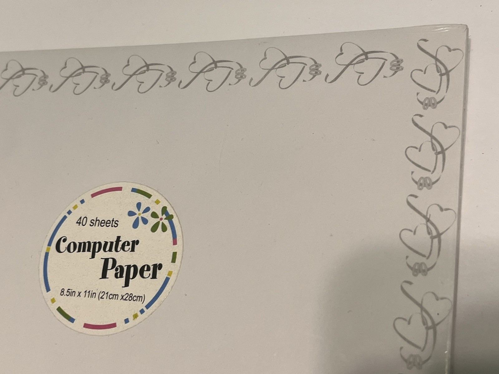 Computer Printer Paper 4 Packs/170 Sheets Hearts And Snowmen Border Stationery