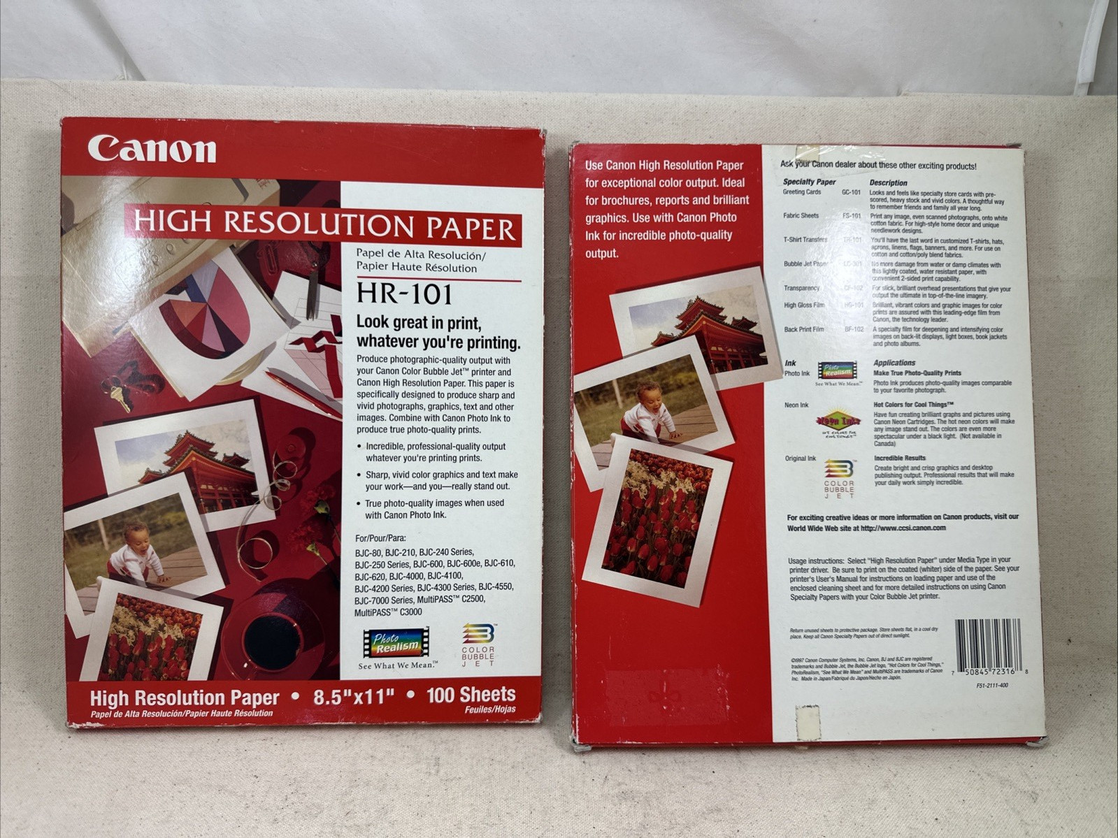 Two Pack New Canon HR-101 High Resolution Paper, 8-1/2 x 11, White, 100 Sheets