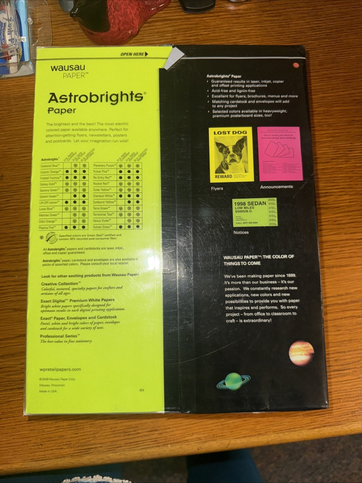 Astrobrights Wausau Premiu Color Paper, 8-1/2 x 11”, 24 Pound, Terra Green, 500