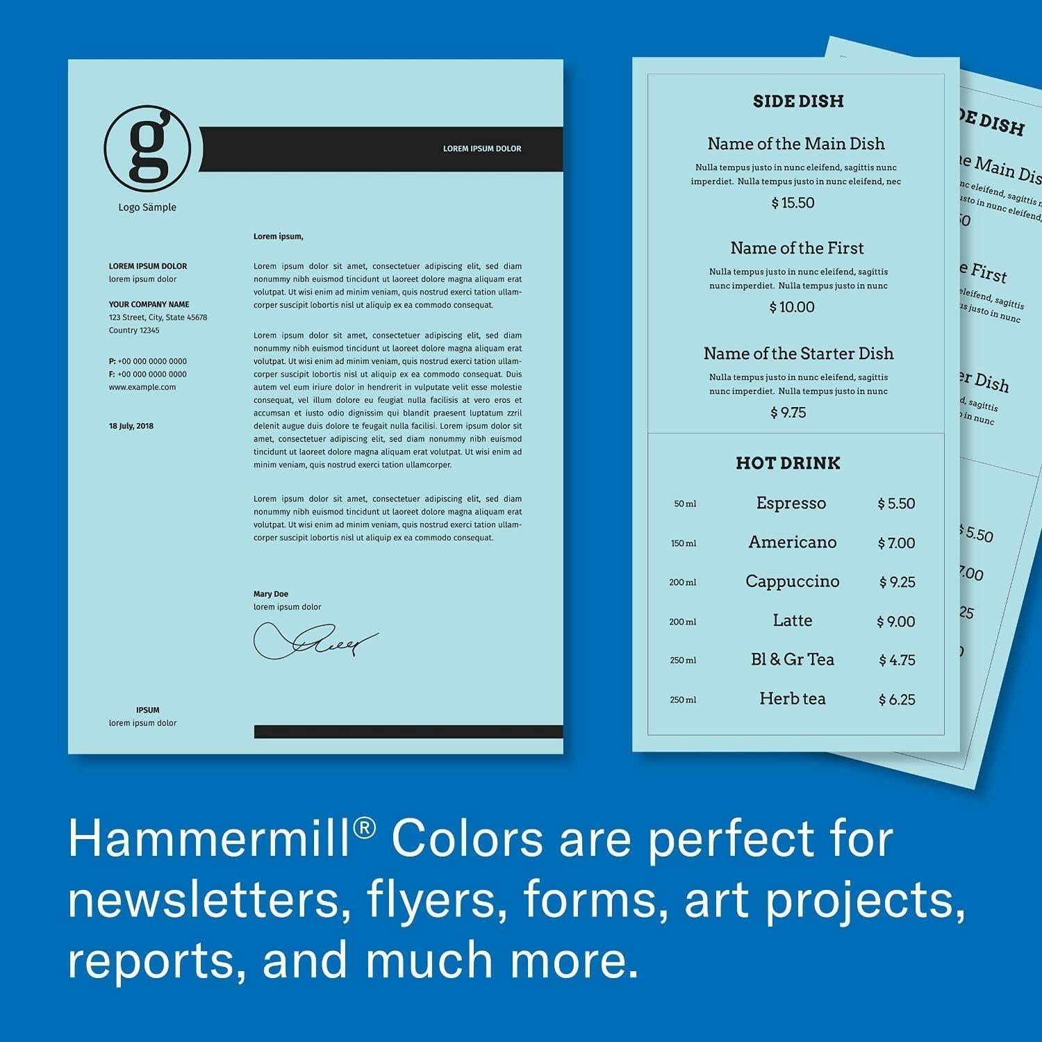 Dependable Blue Copy Paper 20lb 8.5 x 11 Inch 500 Sheets Jam Free Guarantee