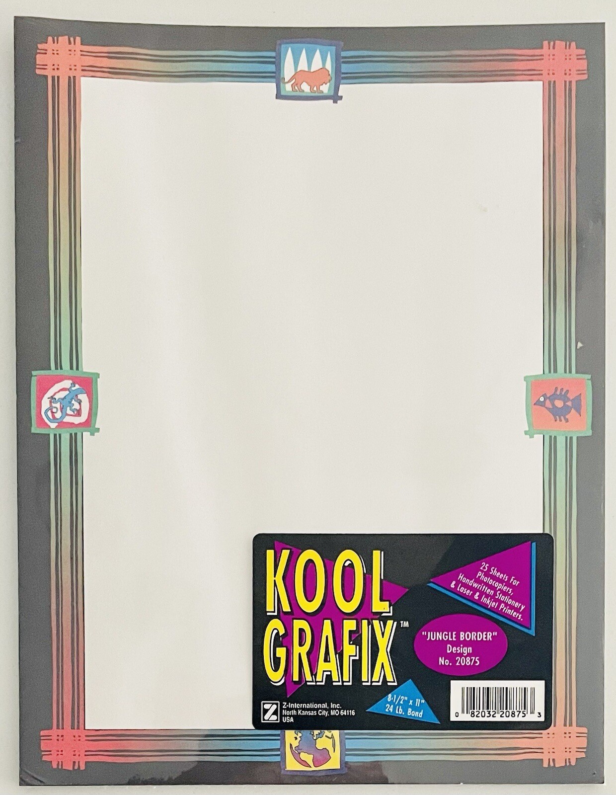 Vintage Kool Grafix Jungle Border Paper 8 1/2×11 #20875 25 Sheets NOS – Lot Of 3
