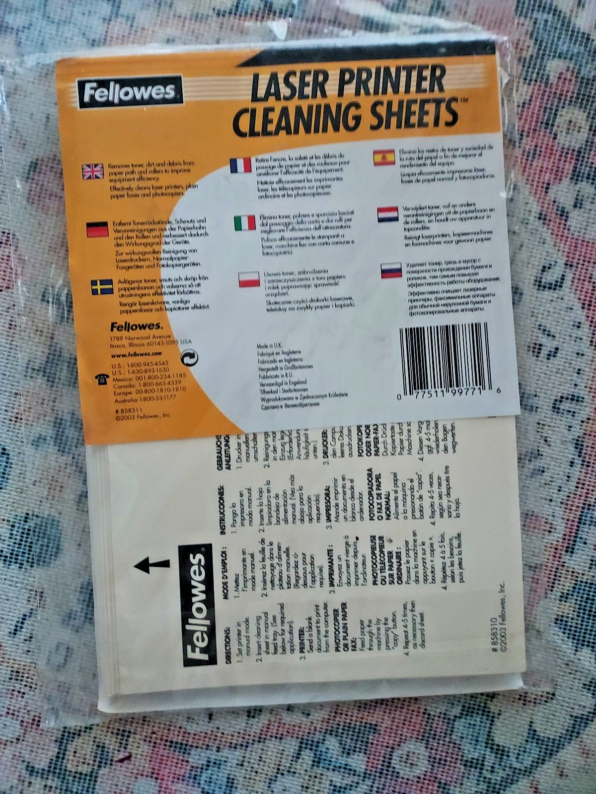 Fellowes Laser Printer Cleaning Sheets 12 Applications
