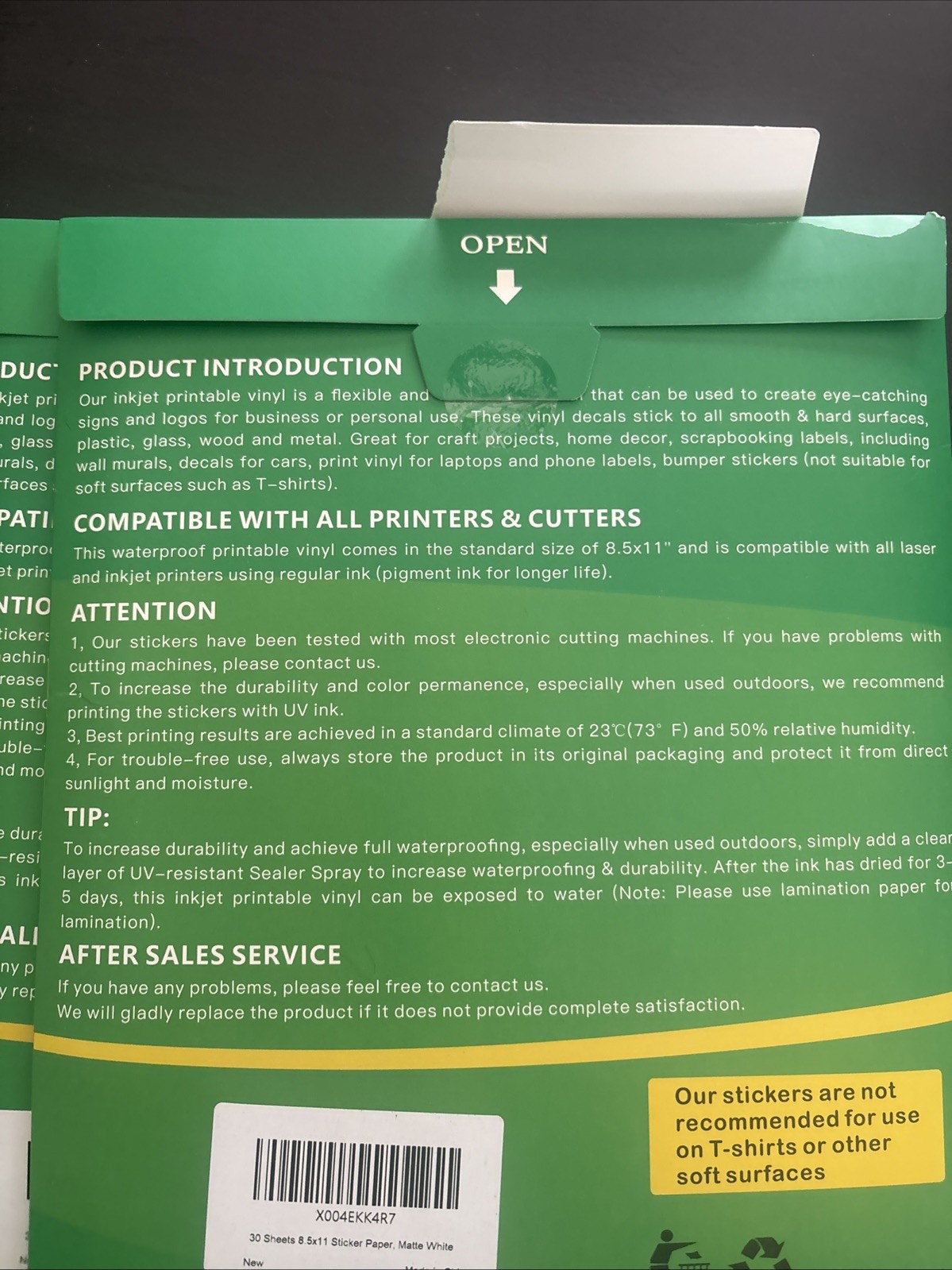 120 Sheets Premium Printable Vinyl Sticker Paper for Inkjet Printers Matte White