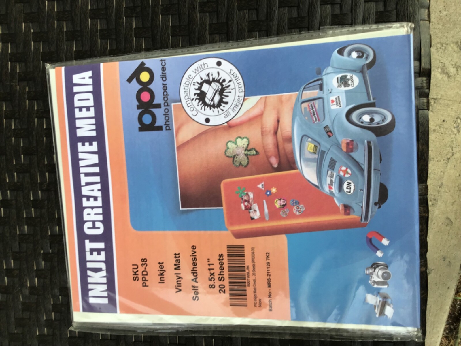 Inkjet creative media sku ppd-38 inkjet vinyl Matt self adhesive 8.5 x11 20 shee