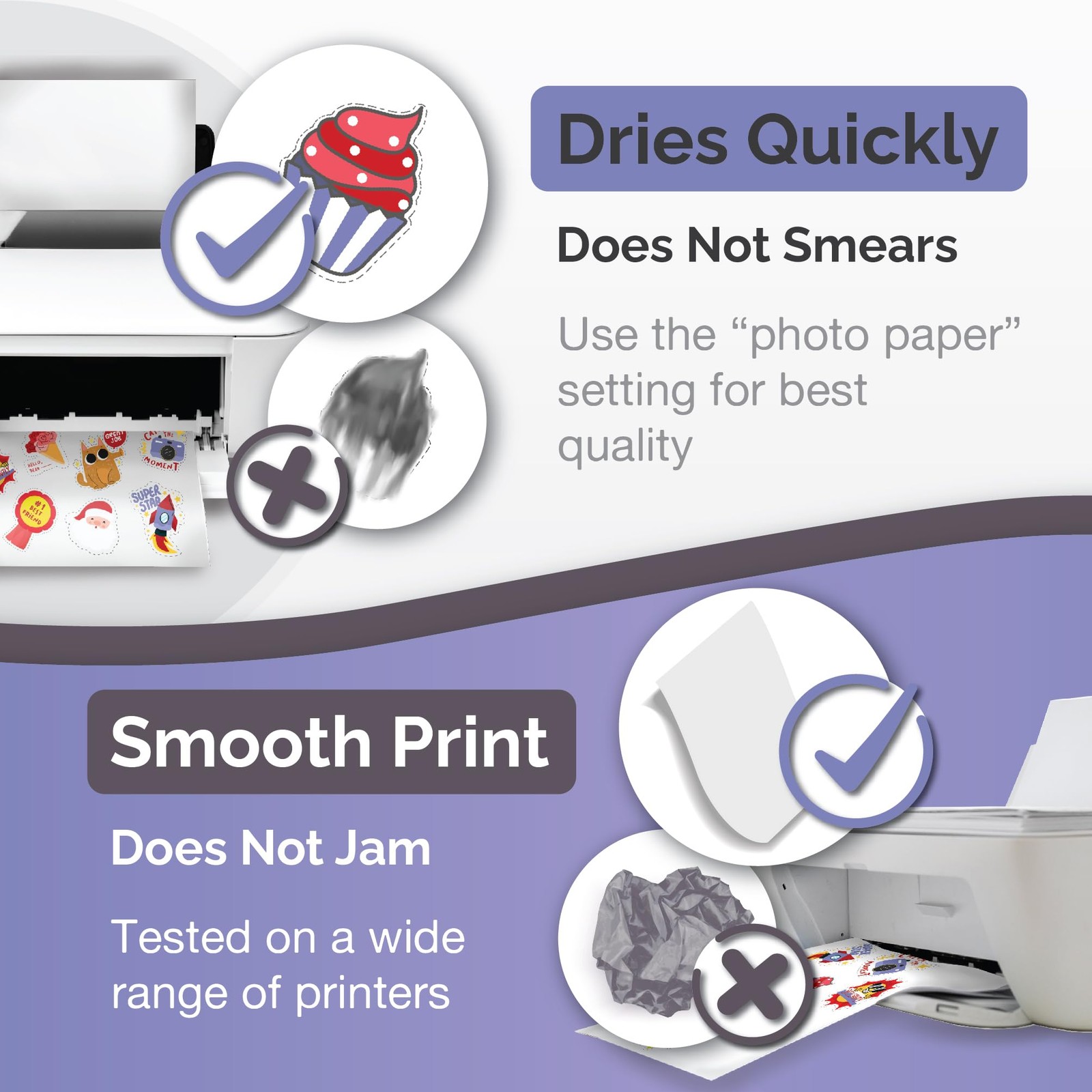 Translucent Semi-Clear Sticker Paper for Inkjet Printer & Laser Printer 62 Sh…