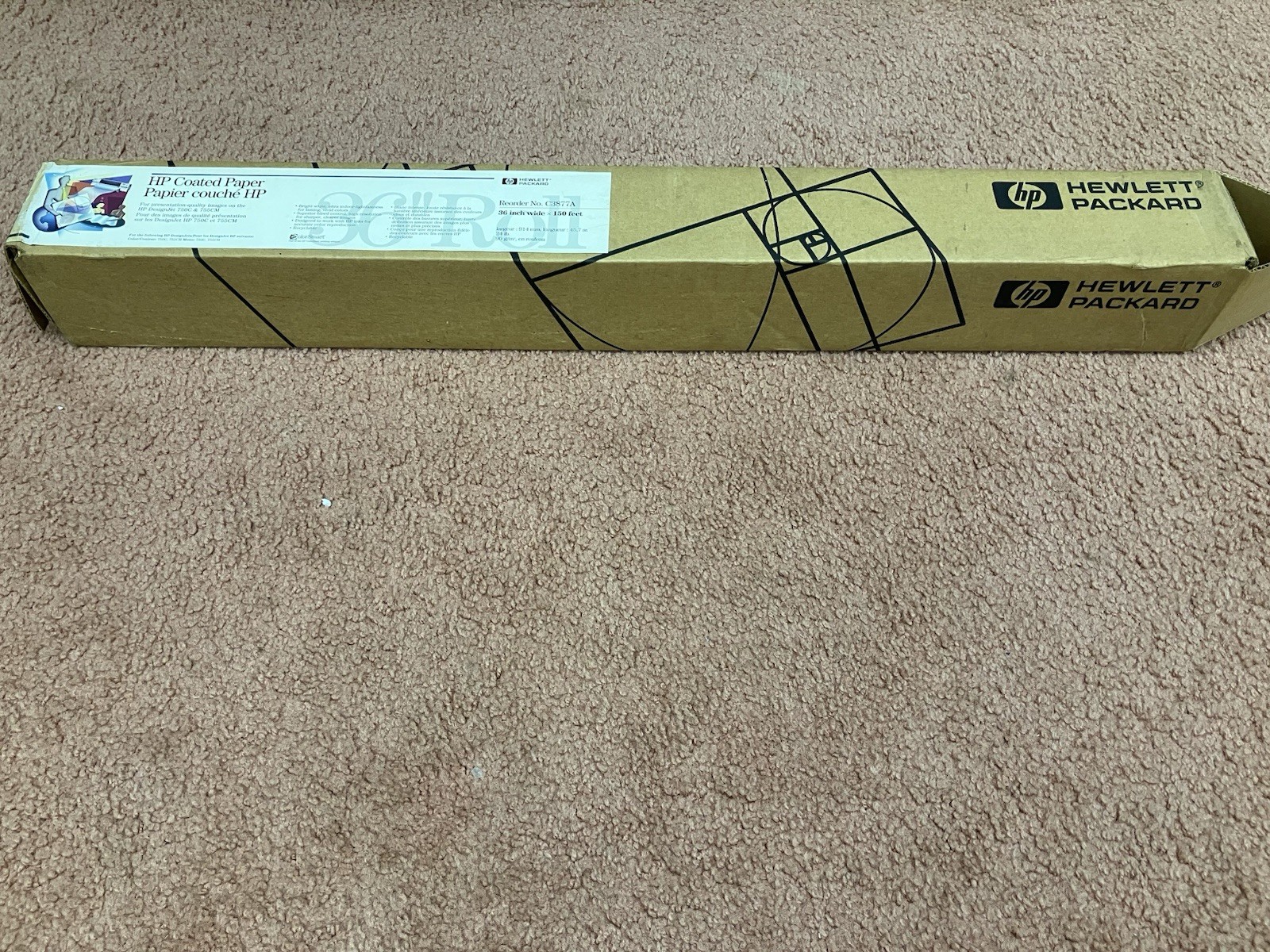 HP COATED PAPER 36” X 150’ / NO. C3877A / BRIGHT WHITE / NOS