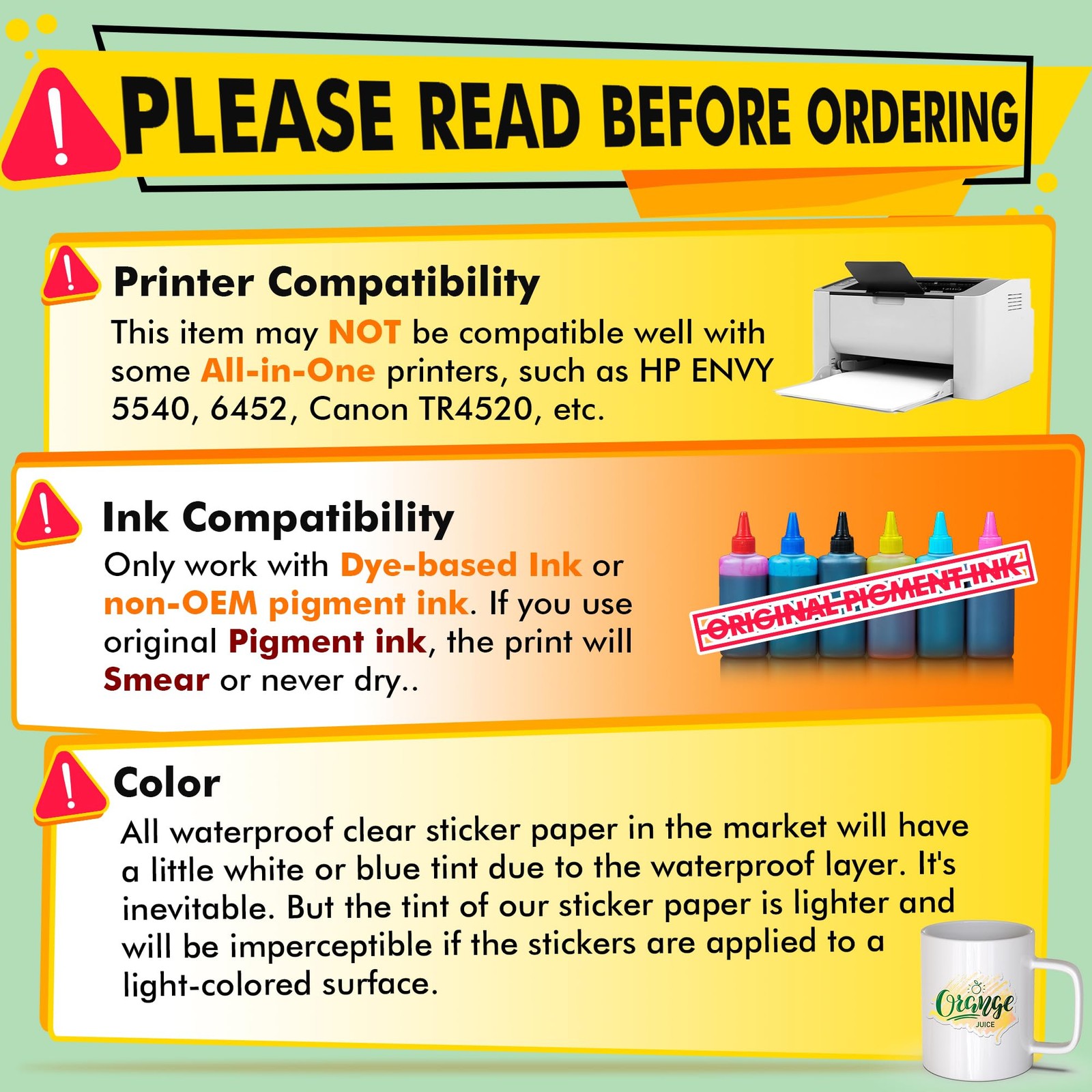 95% Clear Sticker Paper for Inkjet Printer – Waterproof Printable Vinyl Stick…