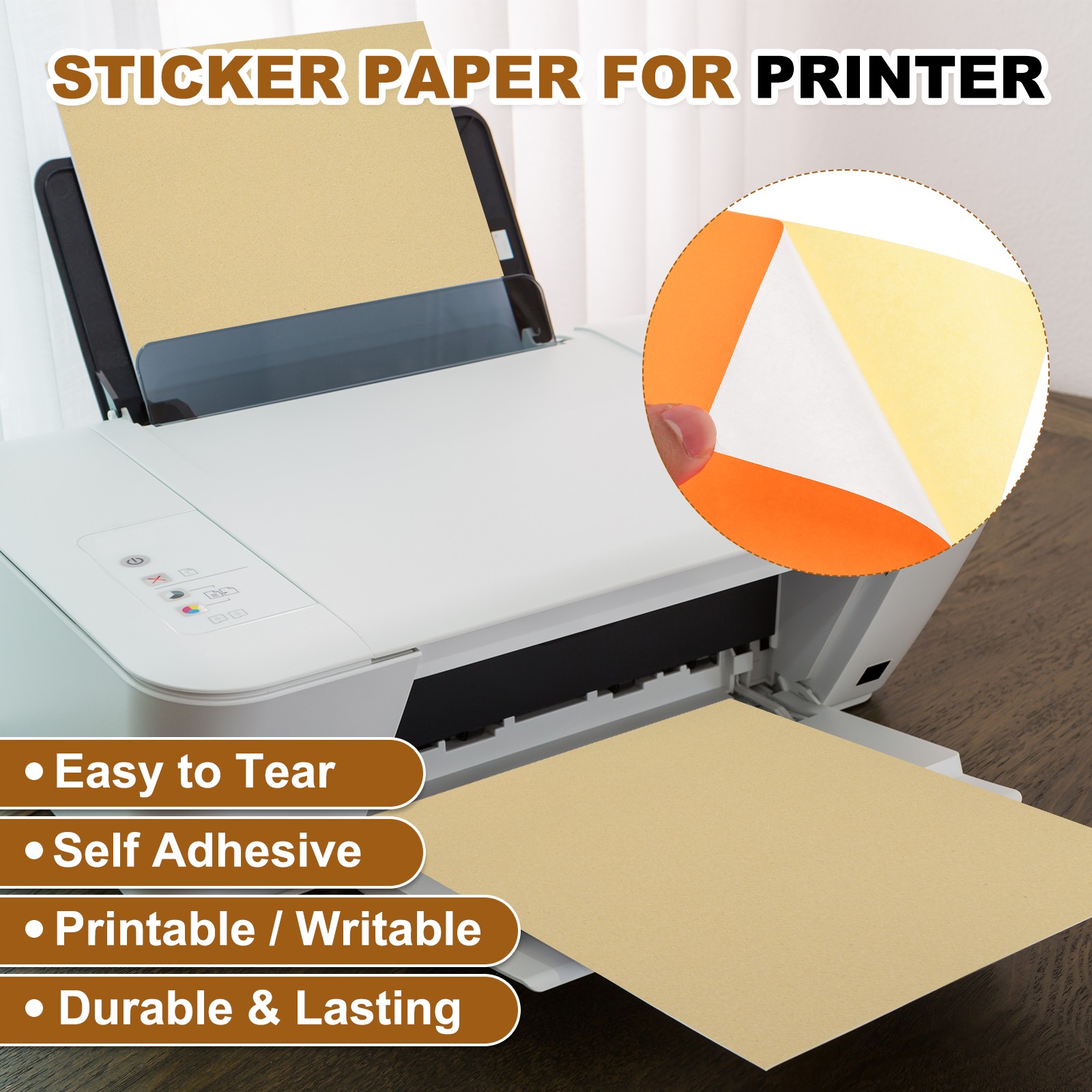 15 Sheet Printing Adhesive Paper for Inkjet Printers, Orange