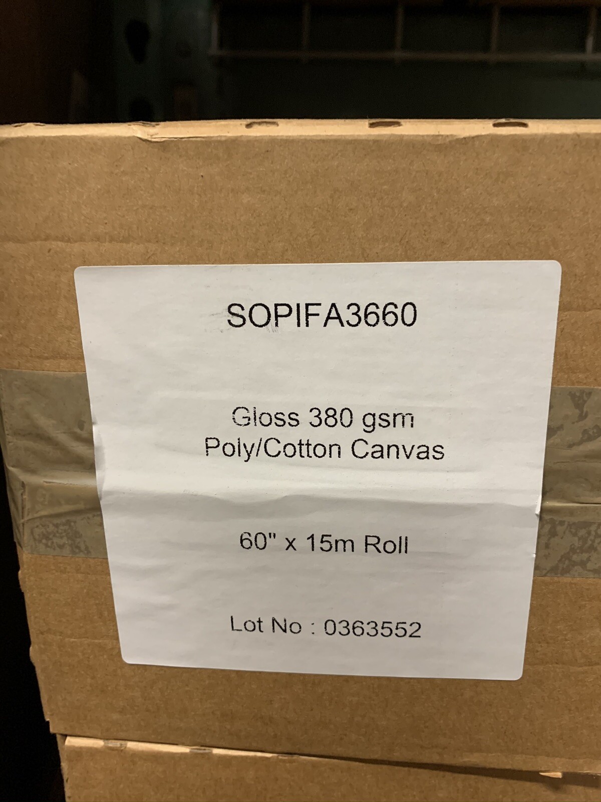 SOP Instant Dry Gloss Inkjet Canvas 380 GSM 60”x 50’ Roll Epson