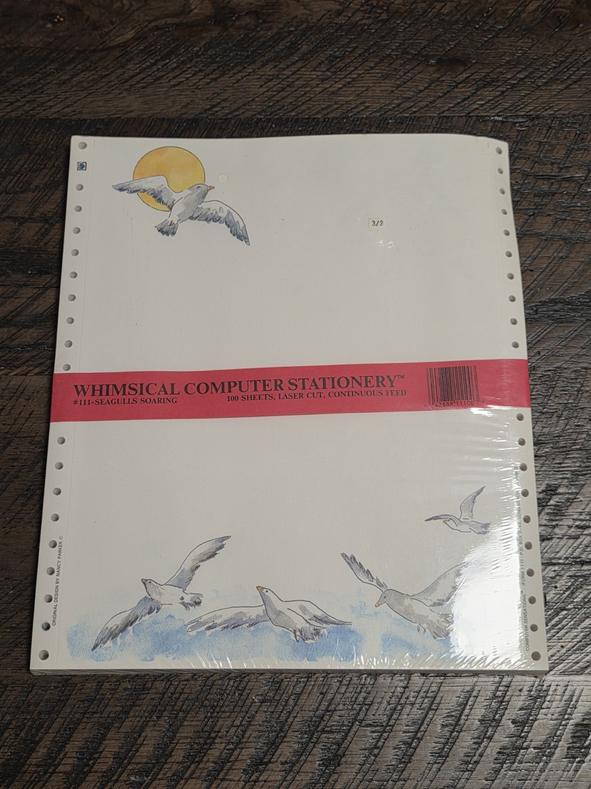Seagulls Soaring Whimsical Computer Stationary 100 Sheets Laser Cut Pin Feed New
