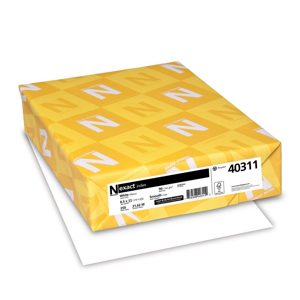Neenah Paper 40311 Exact Index Card Stock, 90lb, 94 Bright, 8 1 pack, White