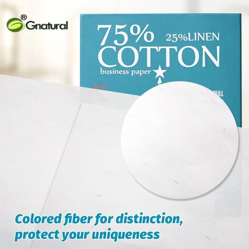 75% Cotton 25% Linen Paper, 85gsm Inkjet Printing Paper, 8.5″x11″ White Color…