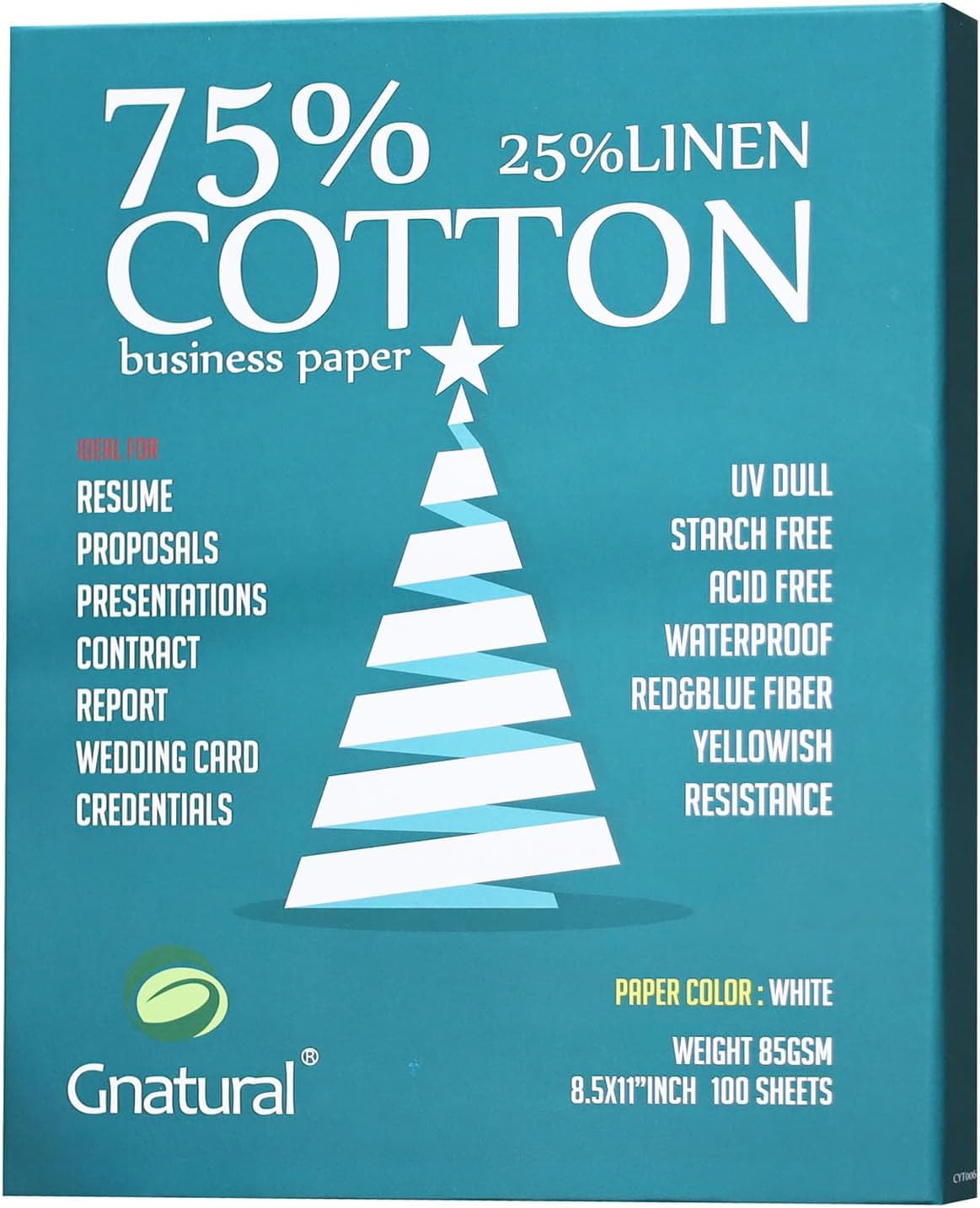 75% Cotton 25% Linen Paper, 85gsm Inkjet Printing Paper, 8.5″x11″ White Color Re