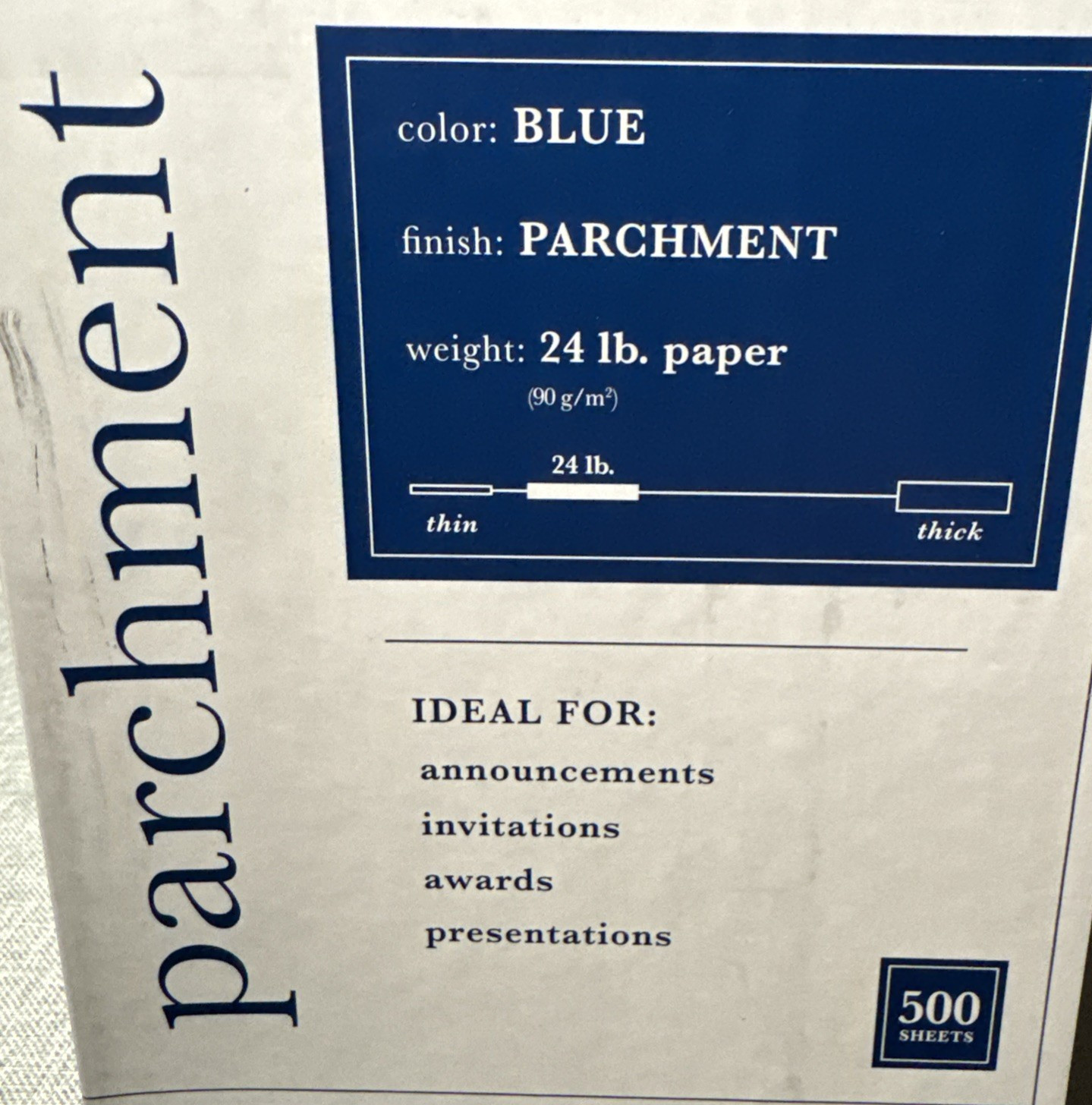 Southworth Parchment Paper 24 lb Blue 100 Bright 8.5 x 11 500 sheets
