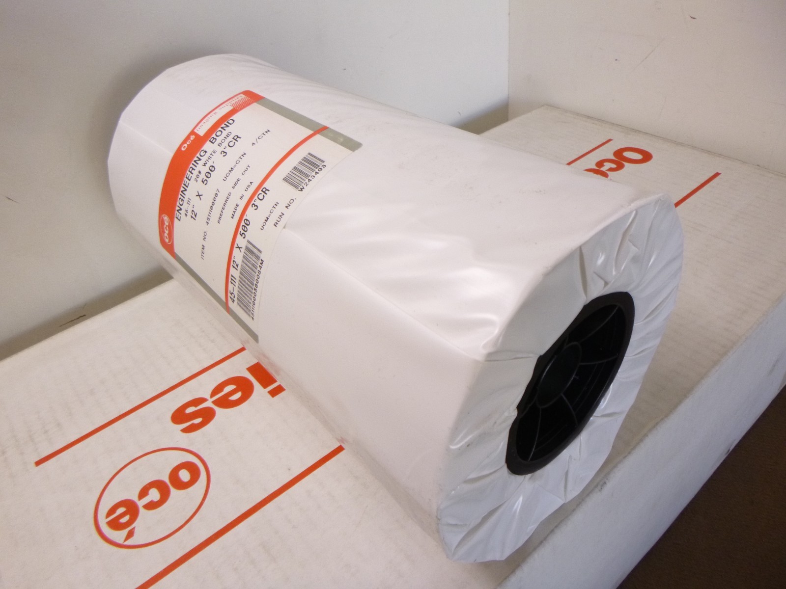 Oce 12″ x 500′ 3″ CR Core 4511100007 20lb White Engineering Bond Paper – 4 Rolls