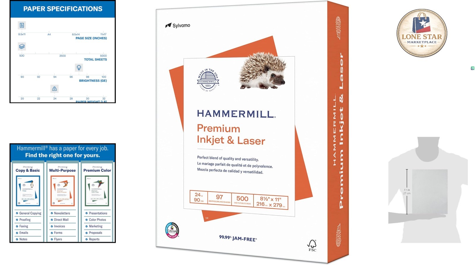 Sustainable 24Lb Printer Paper, 500 Sheets, 8.5×11, 97 Bright, Forest Certified