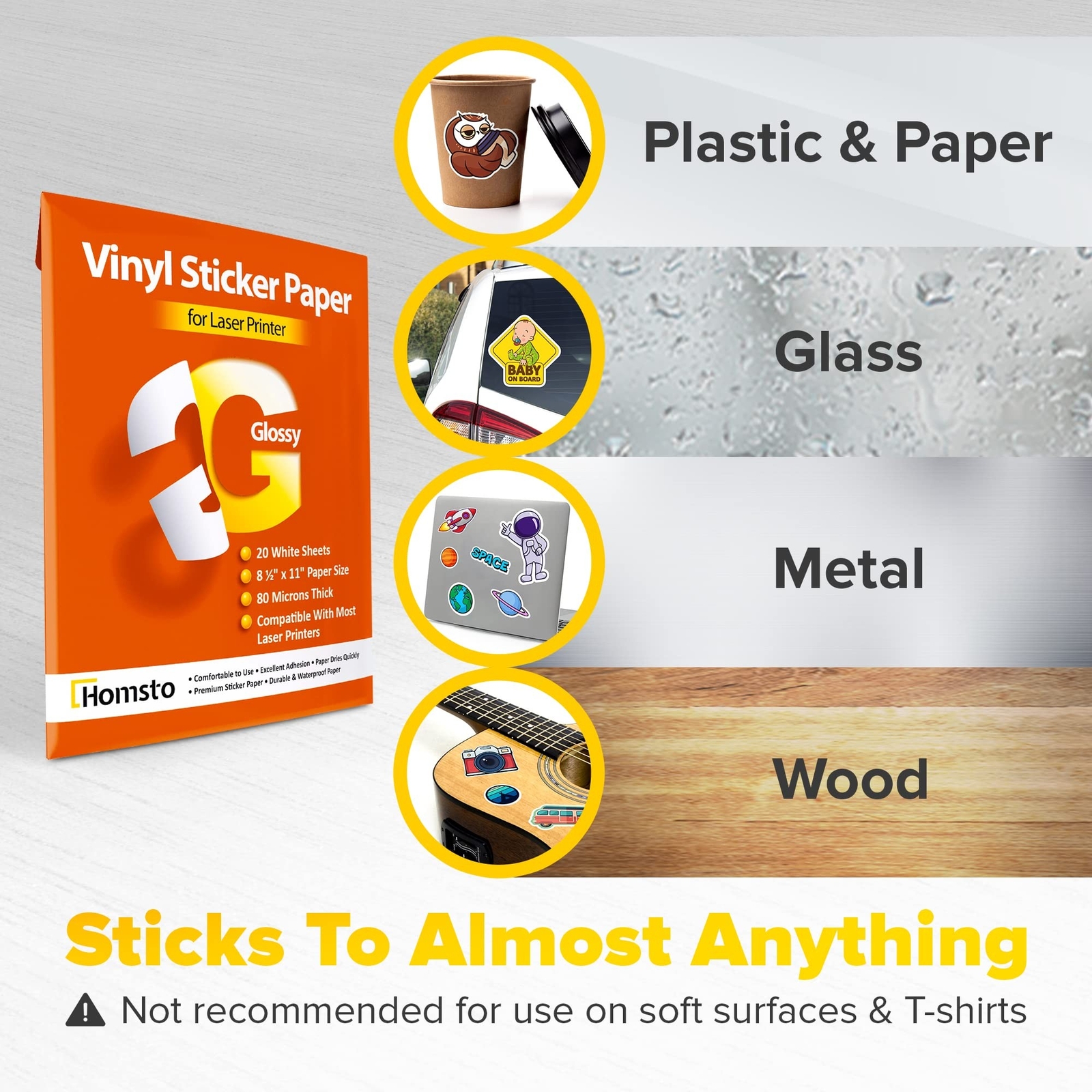 Vinyl Sticker Paper, Glossy Printable Vinyl Sticker Paper for Laser Printer, …