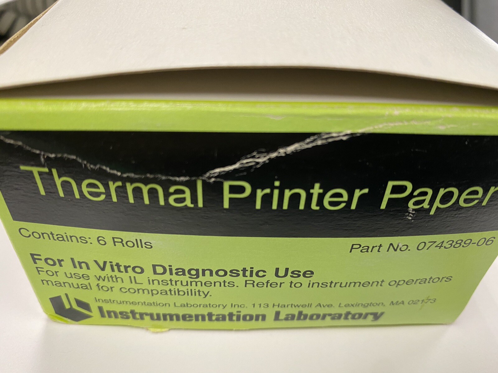 Instrumentation Laboratory Thermal Printer Paper 6 Rolls Part# 074389-06