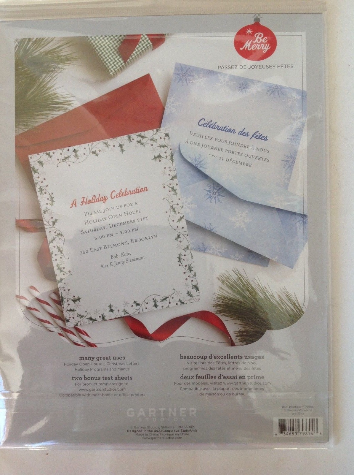 Gartner Computer Print Paper 25 Sheets Christmas Peppermint Border 8.5×11