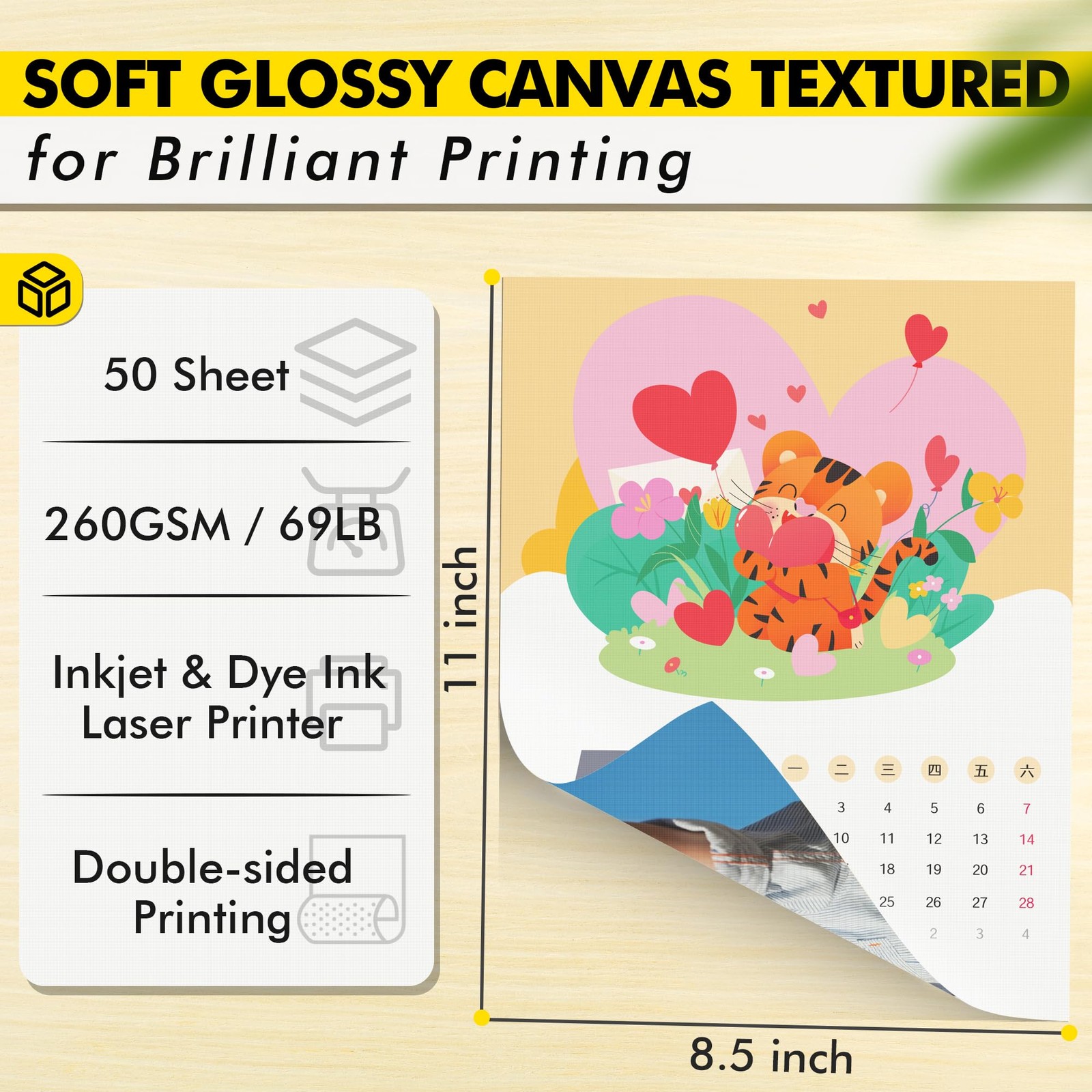 Koala Thick Canvas Textured Double-sided Printer Paper 8.5X11 69LB 50sheets 2…