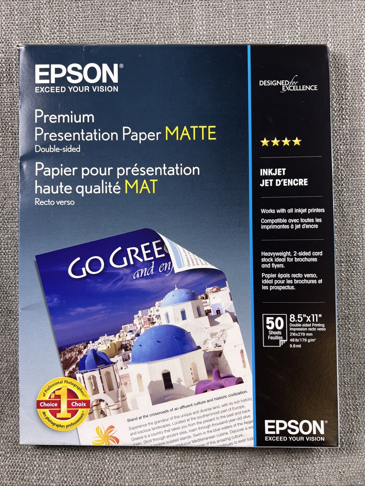 Epson Premium Presentation Paper MATTE (8.5×11 Inches – Double-sided 50 Sheets)