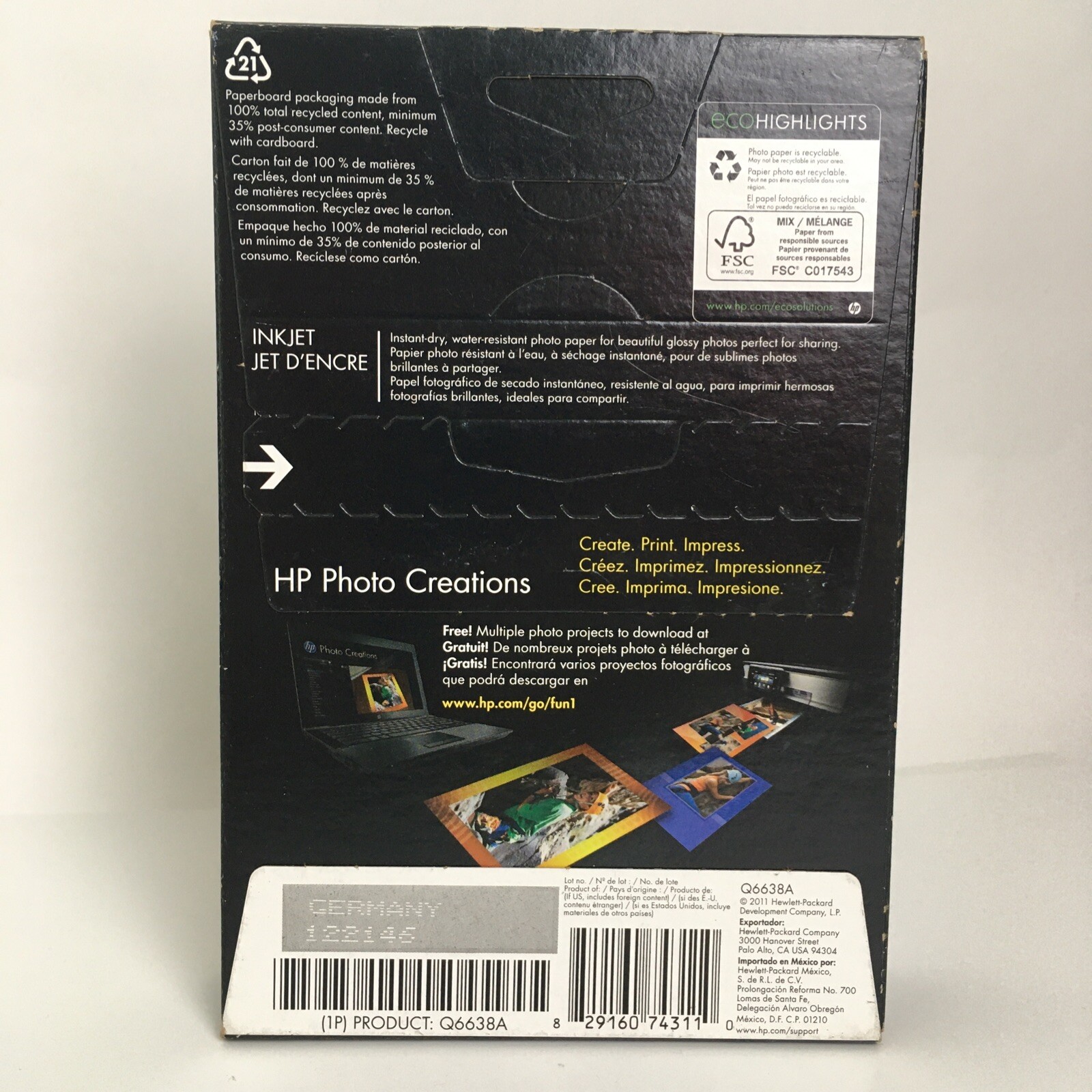 HP Advanced Photo Paper 100 Sheets 4 x 6 inch Glossy Borderless New