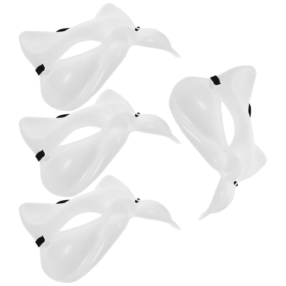4PCS Blank Masks DIY White Mask Fox Unpainted Animal Masquerade Costume