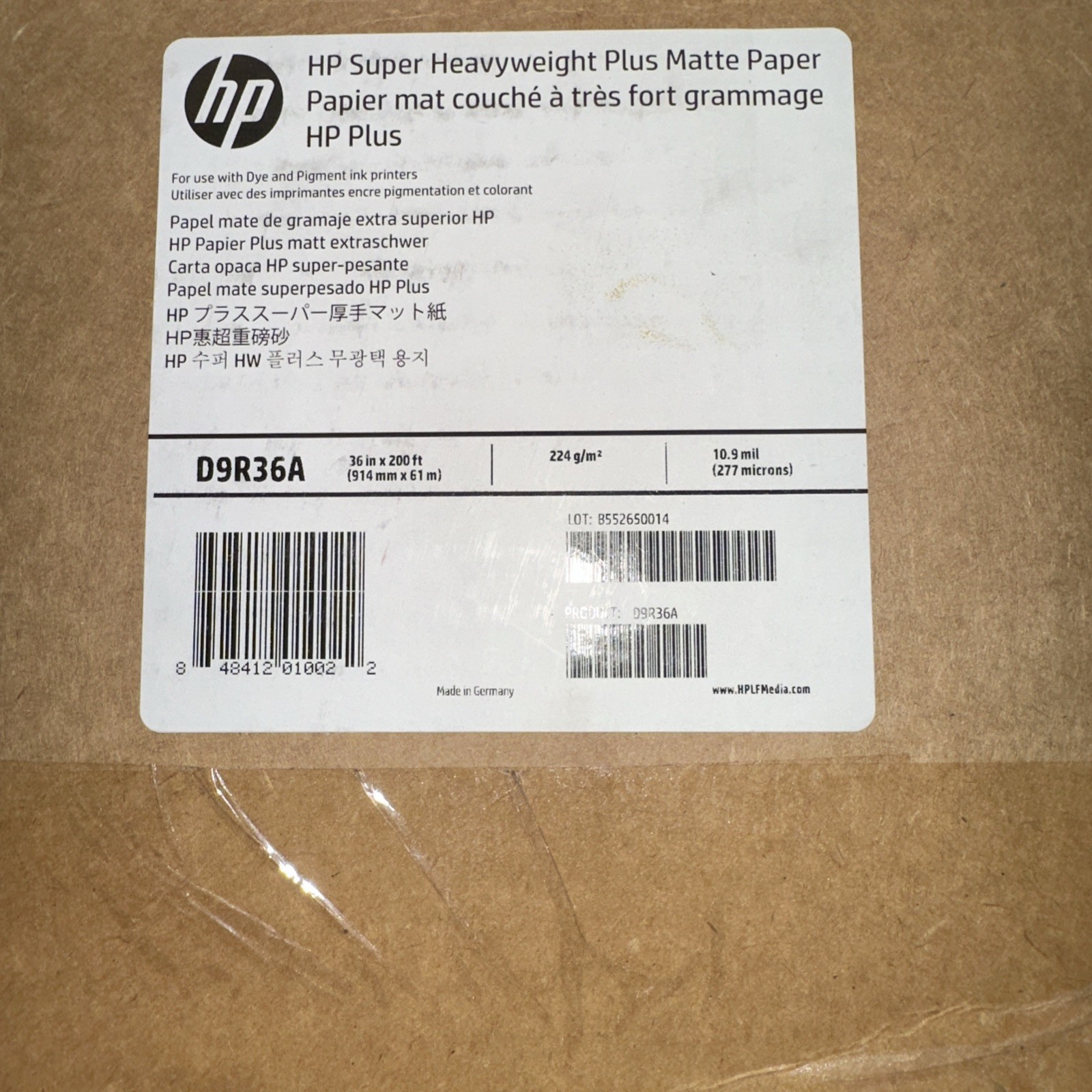 HP Super Heavyweight Plus Matte Paper; 36″ x 200′ Roll – D9R36A