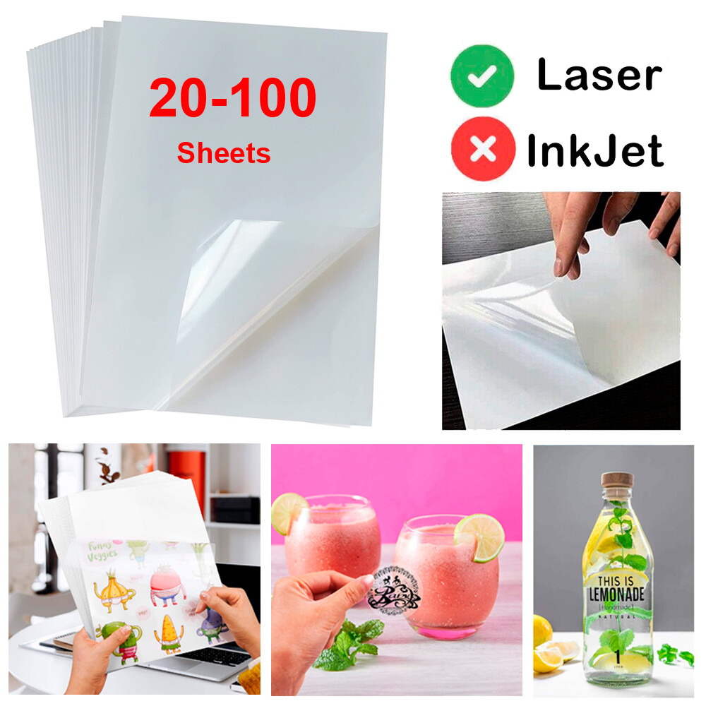 8.5×11 Printable Vinyl Sticker Paper Sheet Clear Label for Laser Printer Cricut
