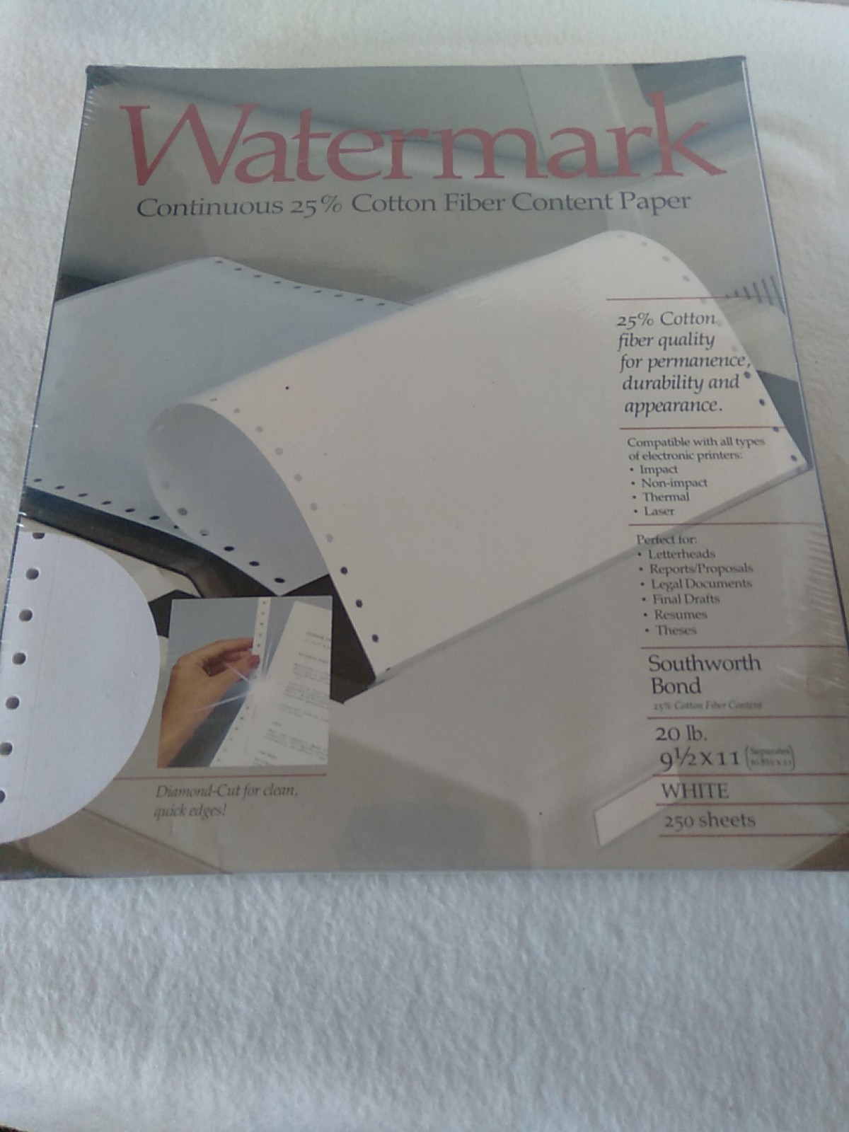 Southworth – Watermark Continuous 25% Cotton Fiber Content Paper JCL353C – NEW