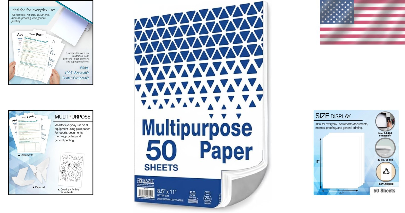Crisp and Clean 8.5″ x 11″ White Printer Paper – 50 Sheets for Versatile Use