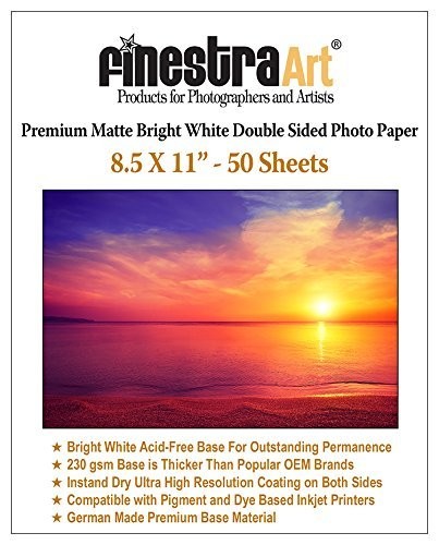 8.5″ X 11″ Premium Matte Bright White Double Sided Inkjet Photo Paper – 50 Sh…