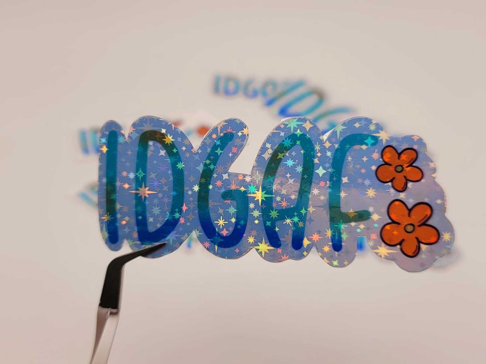 IDGAF Holographic Waterproof 90s Nostalgia Rainbow Vinyl Sticker,