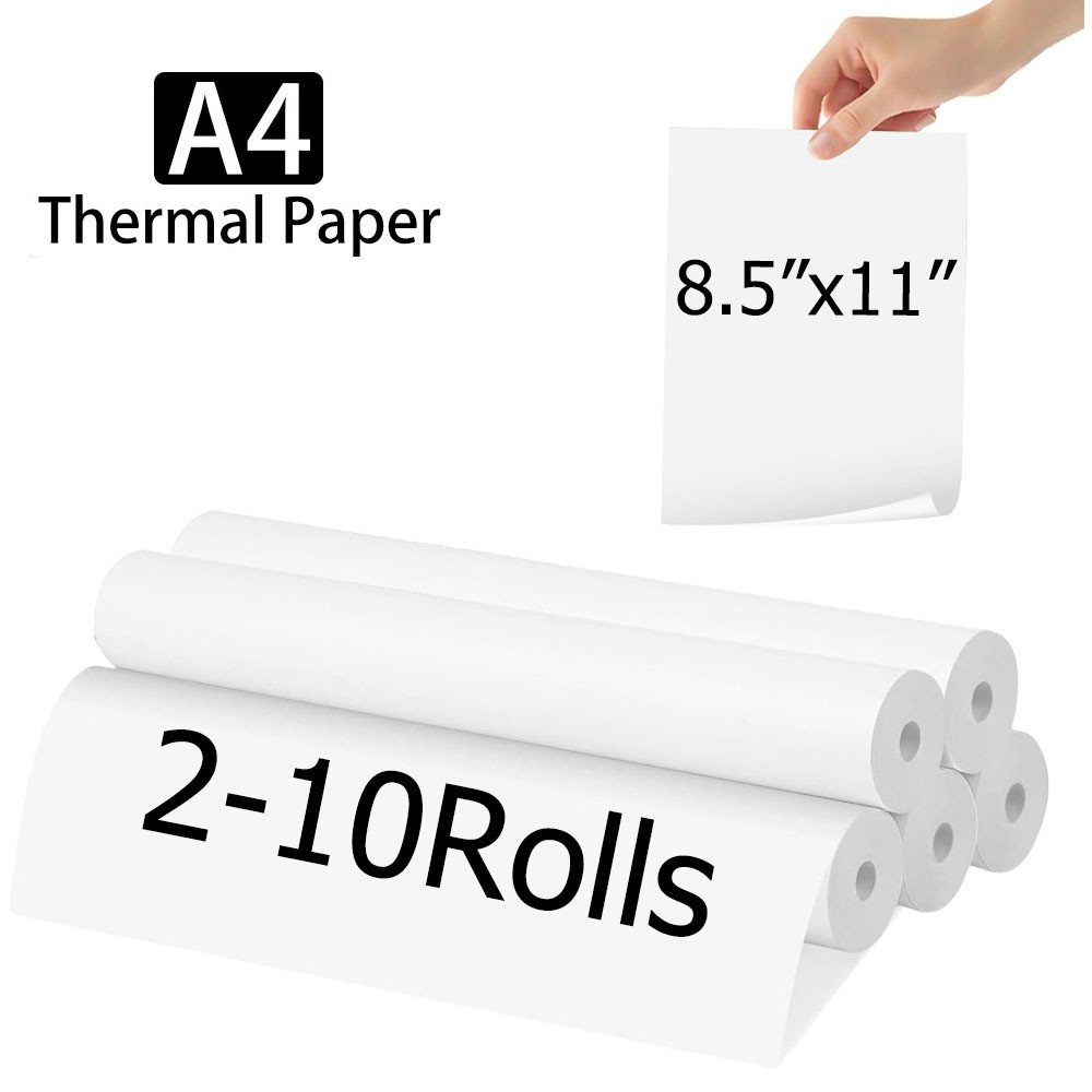 2-10 Rolls A4 Thermal Printer Paper 8.5×11″ for M08F M832 M834 Portable Printer