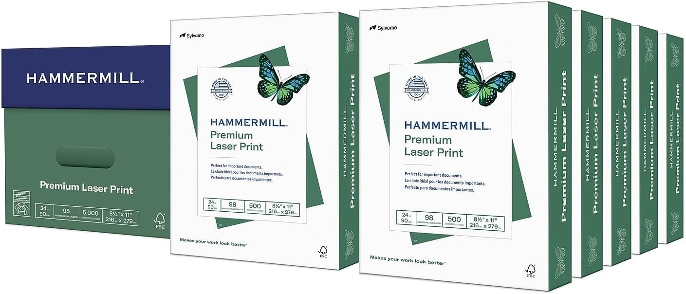 Sustainable 24 lb Printer Paper – 8.5×11, 5000 Sheets, Perfect for Color Prints
