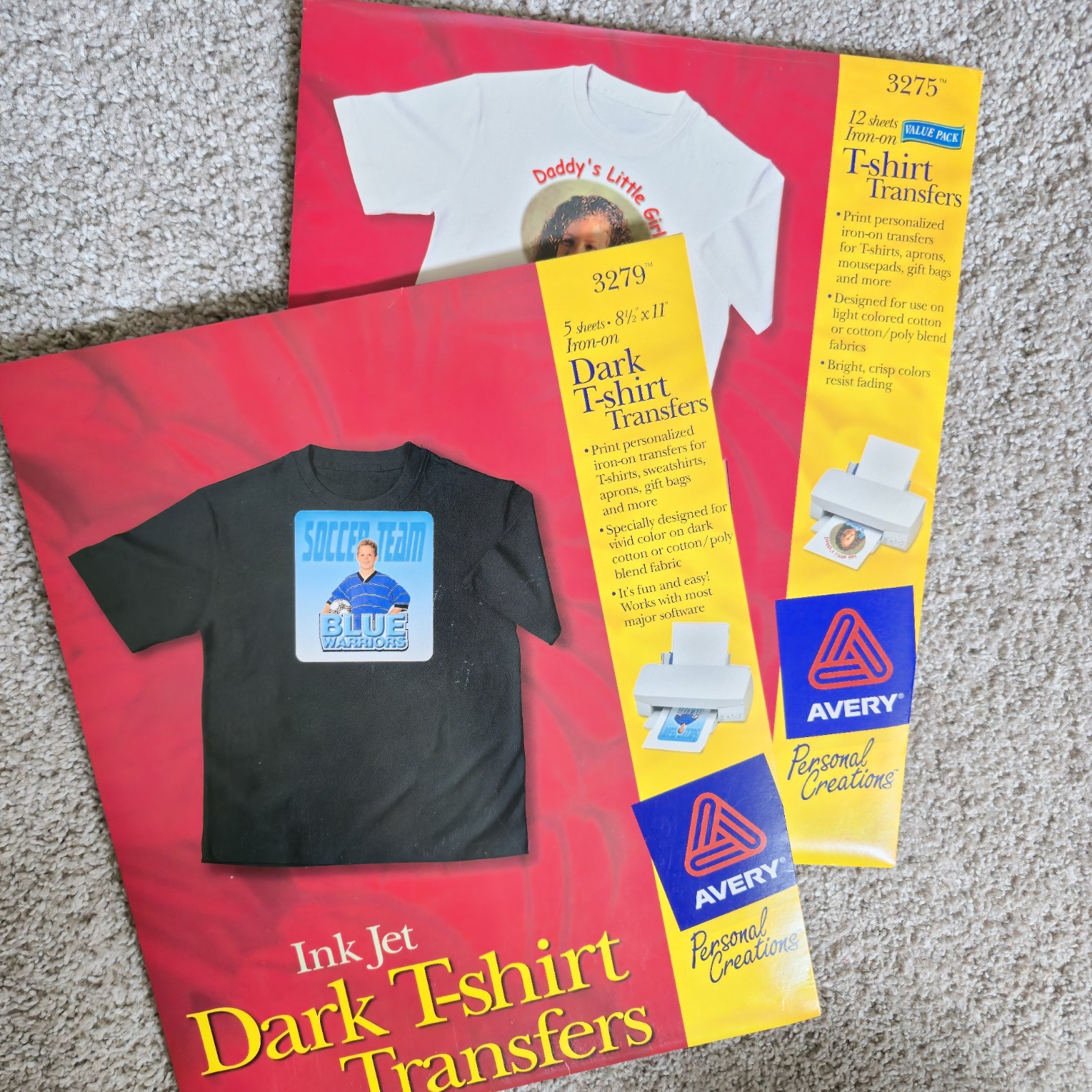 Avery Dark T-Shirt Iron-On Transfers Ink Jet New 8 1./2 in x 11 in # 3279 3275