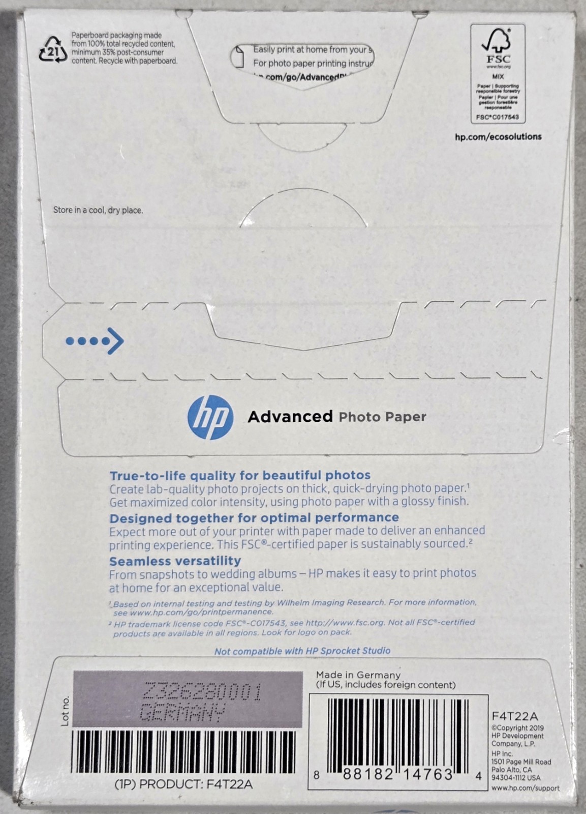 HP Advanced Glossy Photo Paper 4×6 50 Sheets