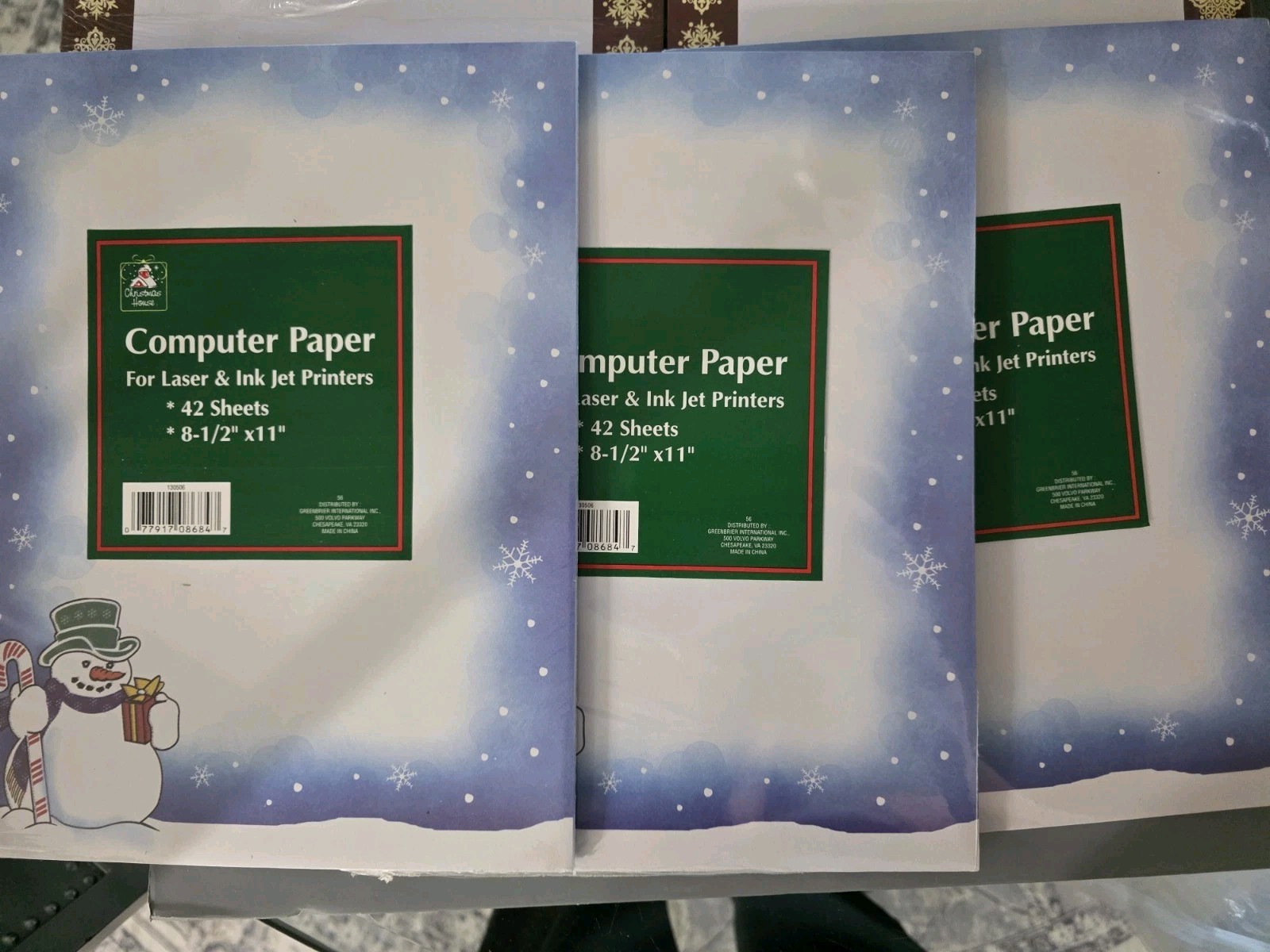 Lot 5 Printer Paper Letterhead. 3 Christmas 2 Designer