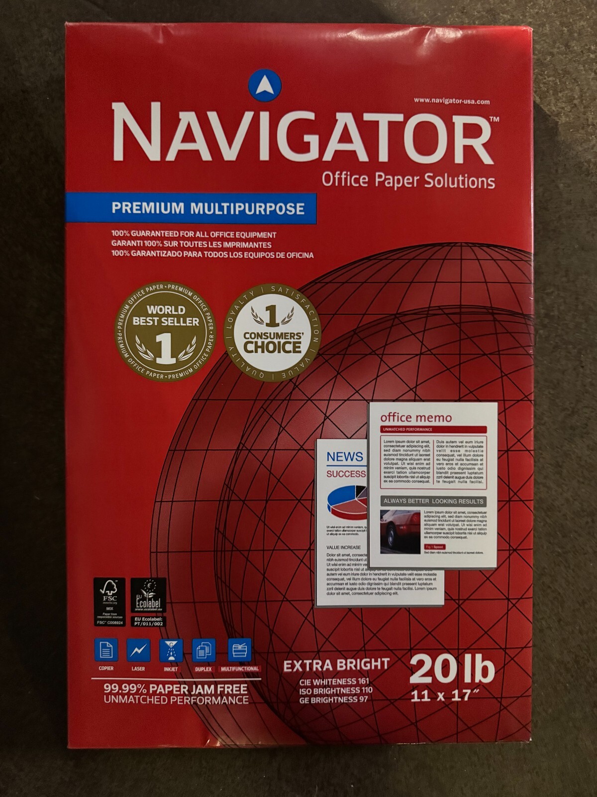 Navigator NMP1720 97 Bright 11″ x 17″ Premium Multipurpose Copy Paper New