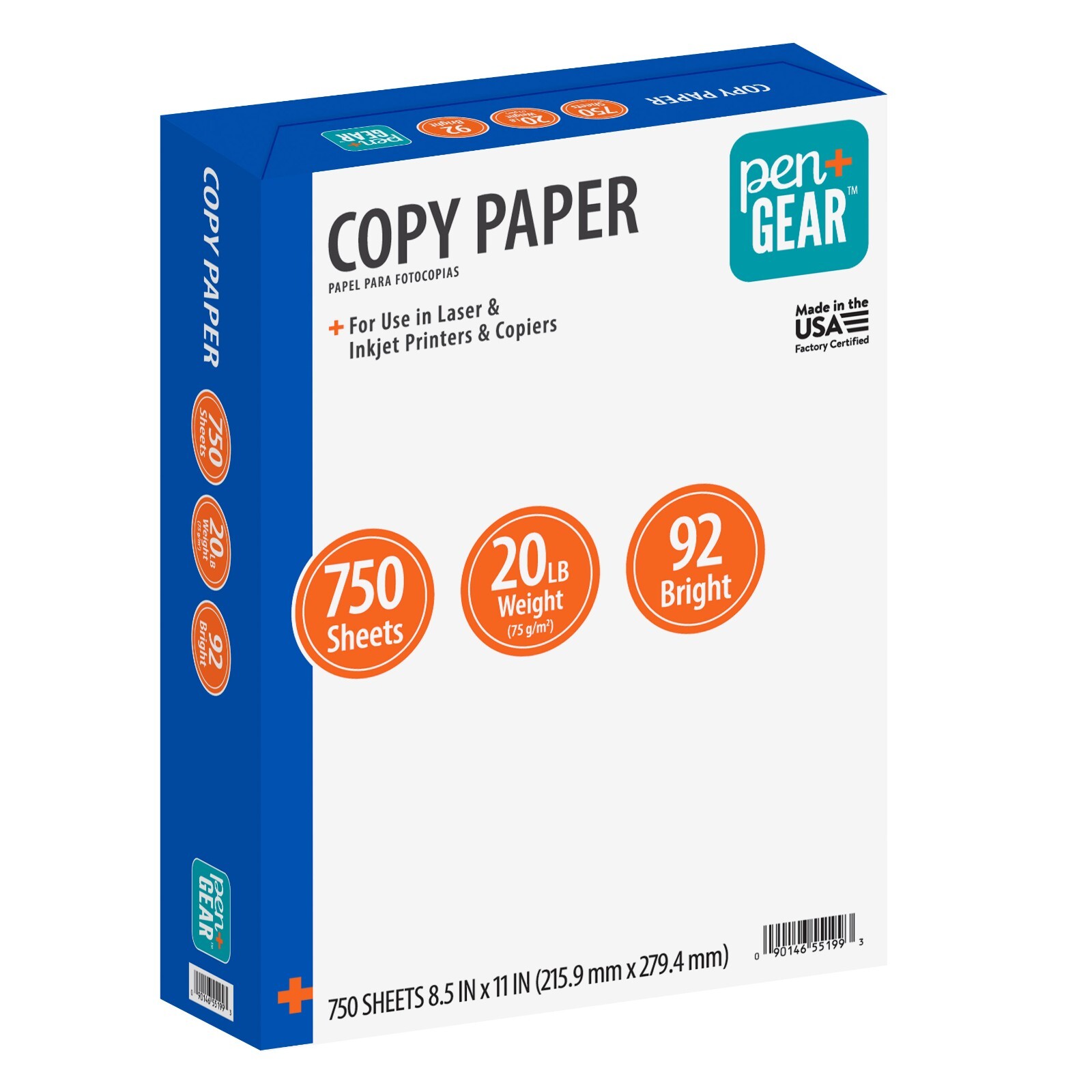 Pen+Gear Copy Paper 8.5×11 Copy Paper White Mega Ream Paper 92 Bright, 750 Sheet