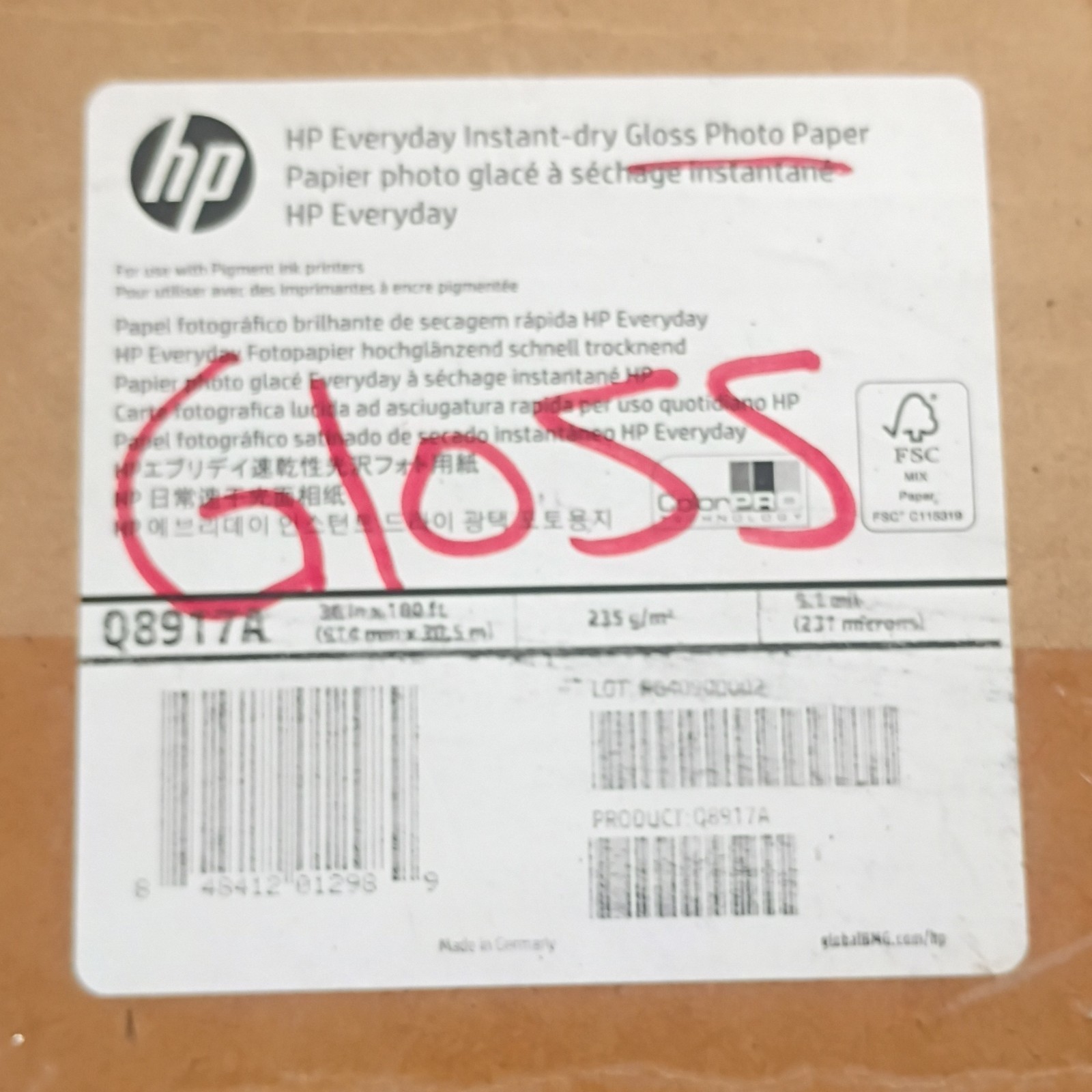 HP Universal Instant-dry Gloss Photo Paper | 914 mm x 30.5 m | 36 in x 100 ft